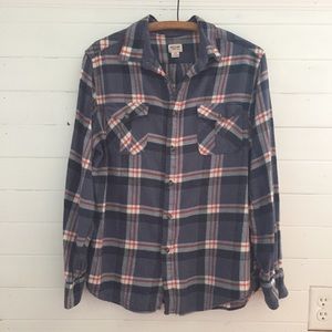 Mossimo Plaid Flannel Long Sleeve Button-Up L